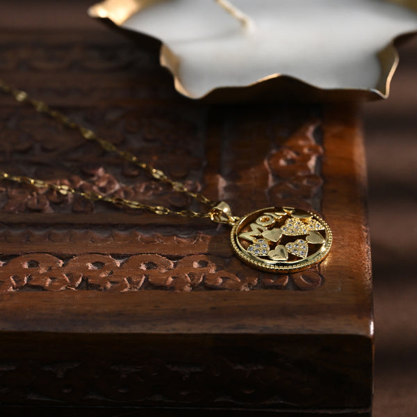 Golden MOM Zircon Pendant