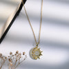 Gold Plated Sun Moon Zircon Pendant