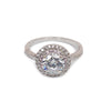 Silver Round Middle Pink Stone CZ Ring