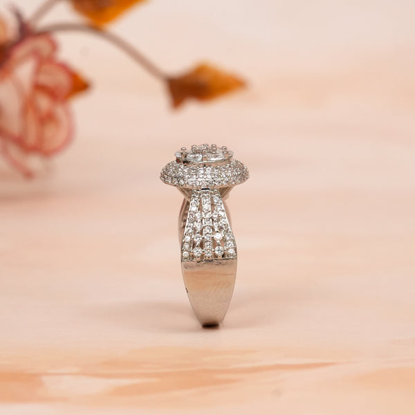 Silver Luxurious Round Big CZ Ring