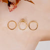Golden Geometric Waterdrop CZ Ring Set of 3