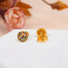 Golden Semi-Circle Multi colored CZ Studs