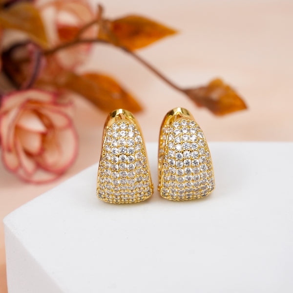 Golden Double side CZ earrings