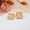 Golden Square CZ 18K gold Plating Studs