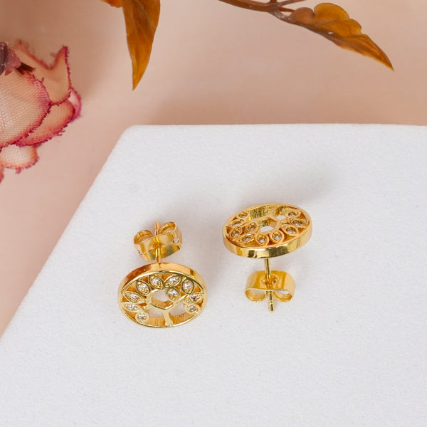 Golden Life Tree CZ Studs