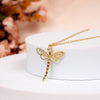 Golden Dragonfly Single Stone CZ 18k Plating Pendant