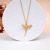 Golden Dragonfly Single Stone CZ 18k Plating Pendant