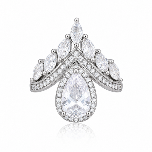 Silver Water Droplet Zircon Ring