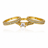 Golden European Style Zircon Ring (Set of 3 Rings)