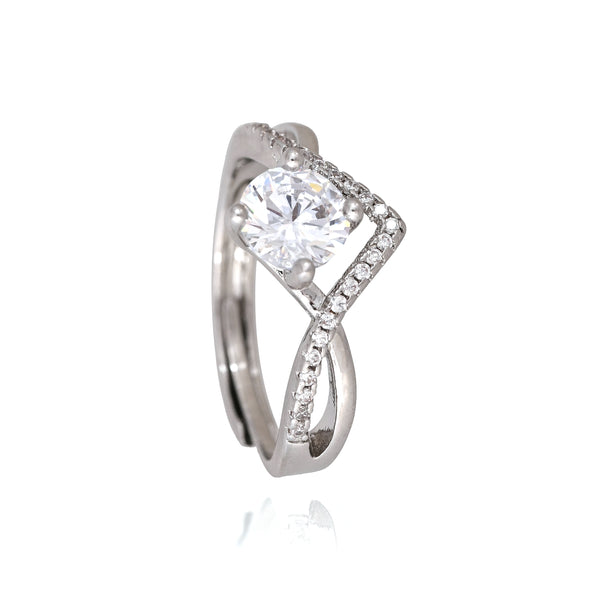 Silver Geometric Design Ring