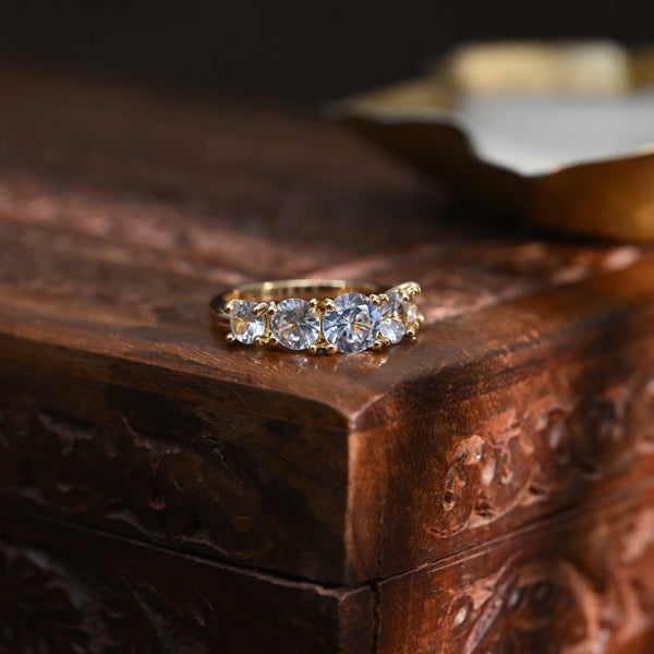 Gold Plated Korean Style Artificial Stones Ring