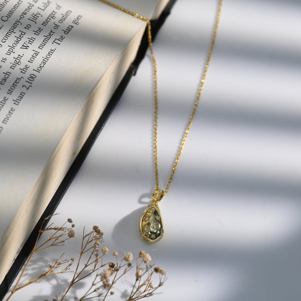 Golden Drop shaped Zircon pendant
