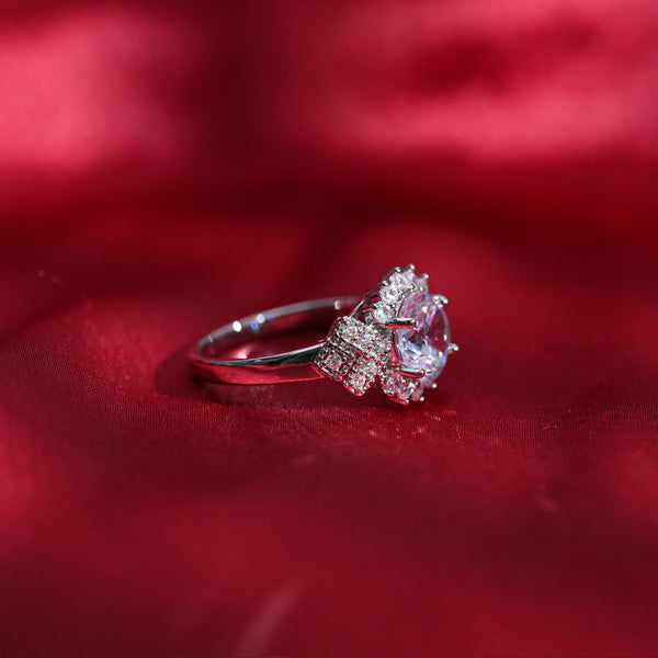 Silver Snowflake Zircon Ring