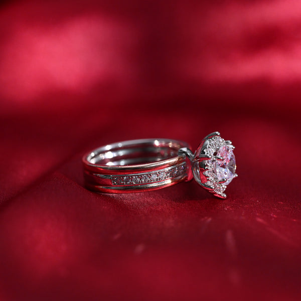 Silver Double Color Cocktail Ring
