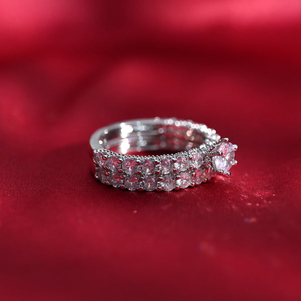 Silver Full Zircon Set of 2 Rings