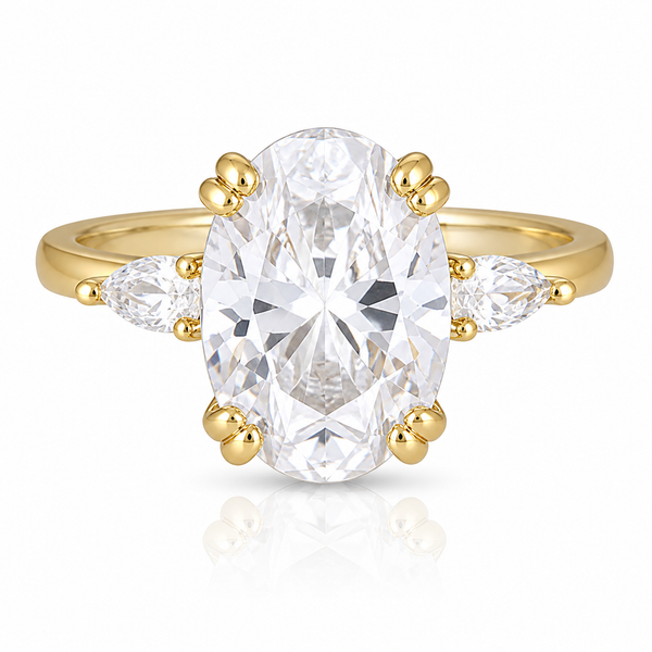 Gold Plated Oval Shaped Zircon Ring