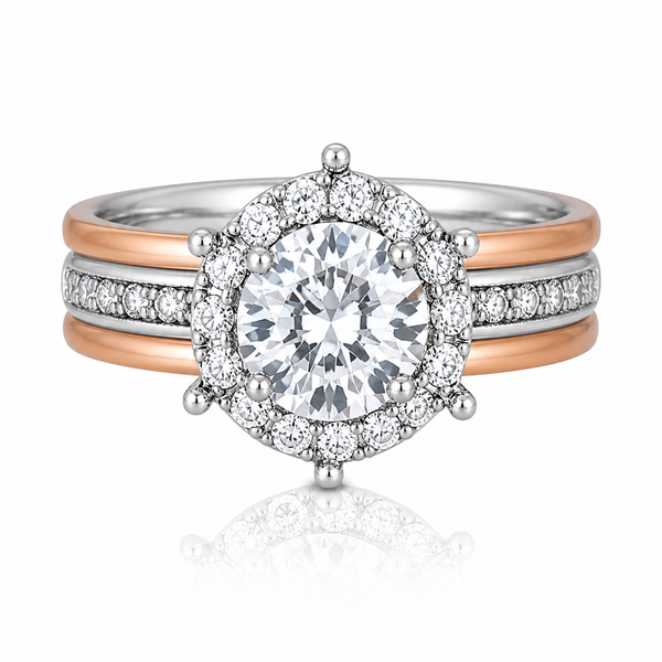 Silver Double Color Cocktail Ring