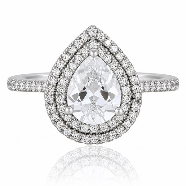 Silver Pear shaped Zircon Ring