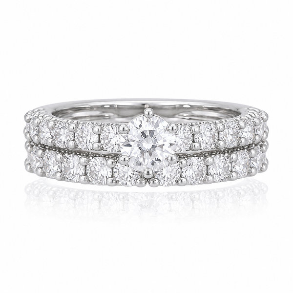Silver Full Zircon Set of 2 Rings