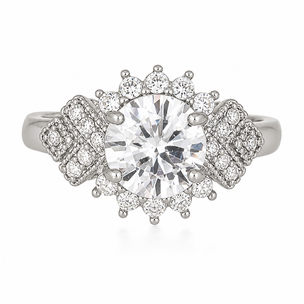Silver Snowflake Zircon Ring