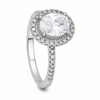 Silver Oval Shaped Big Zircon Ring