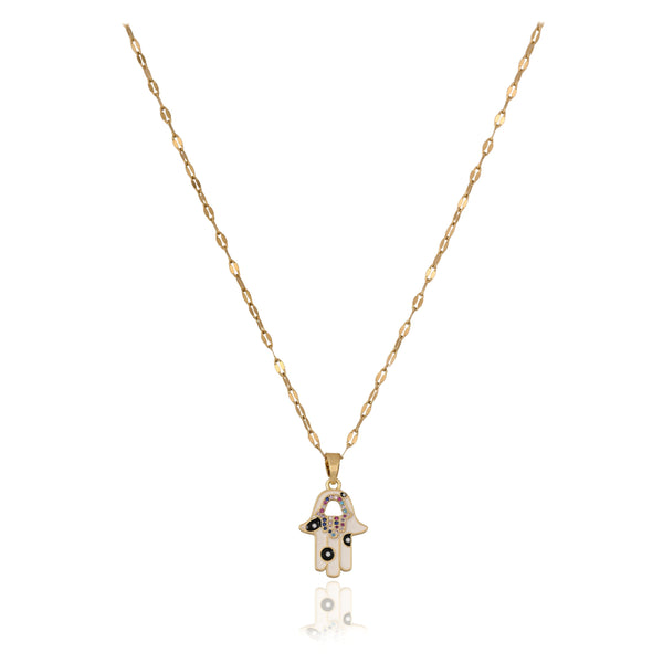 Gold Plated Eye White Pendant