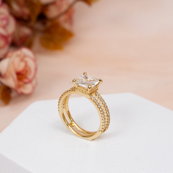 Golden Crown CZ Ring