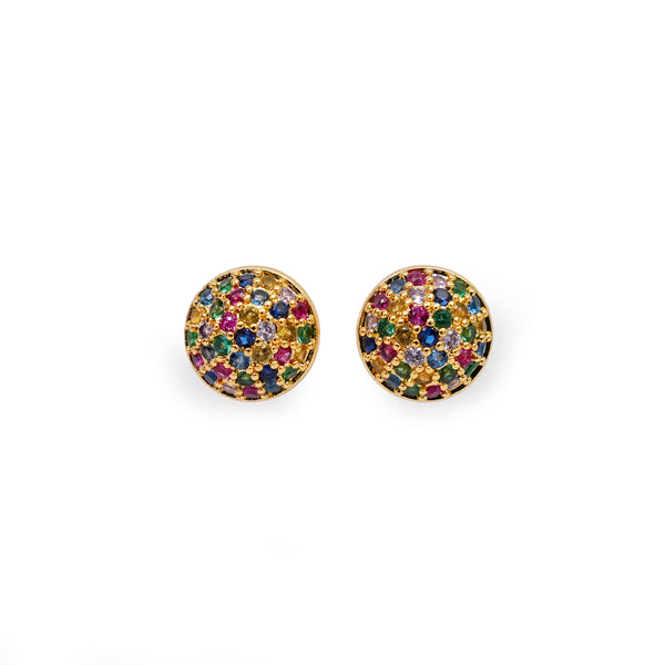 Golden Semi-Circle Multi colored CZ Studs