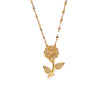 Golden Flower 18K Gold Plating Pendant with CZ work