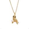 Golden Owl Pearl Pendant with Chain