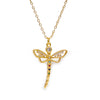 Golden Dragonfly Single Stone CZ 18k Plating Pendant