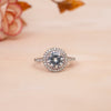 Silver Round Middle Pink Stone CZ Ring