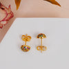 Golden Semi-Circle Multi colored CZ Studs