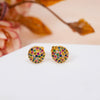 Golden Semi-Circle Multi colored CZ Studs