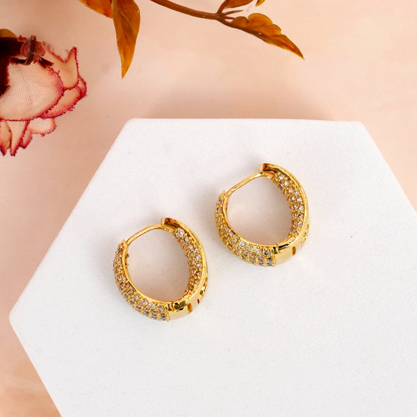 Golden Double side CZ earrings