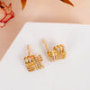 Golden Square CZ 18K gold Plating Studs