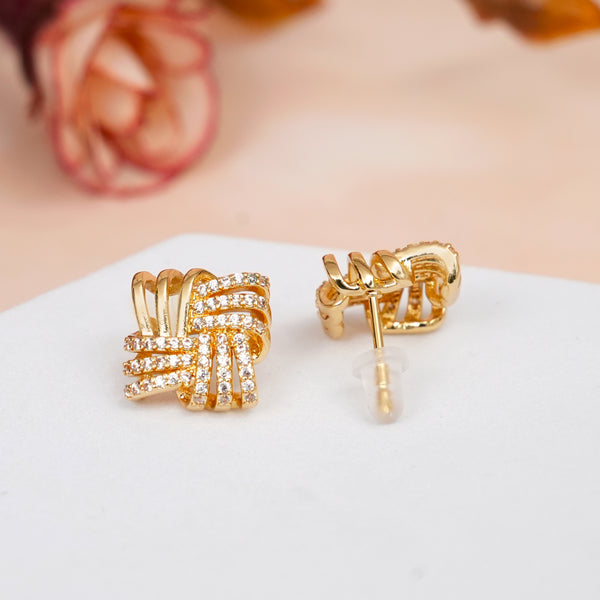 Golden Square CZ 18K gold Plating Studs