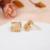 Golden Square CZ 18K gold Plating Studs