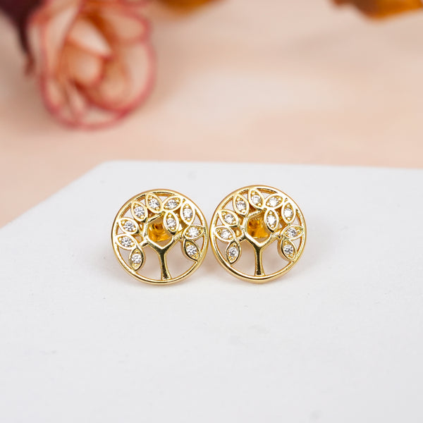 Golden Life Tree CZ Studs
