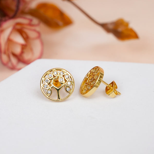 Golden Life Tree CZ Studs