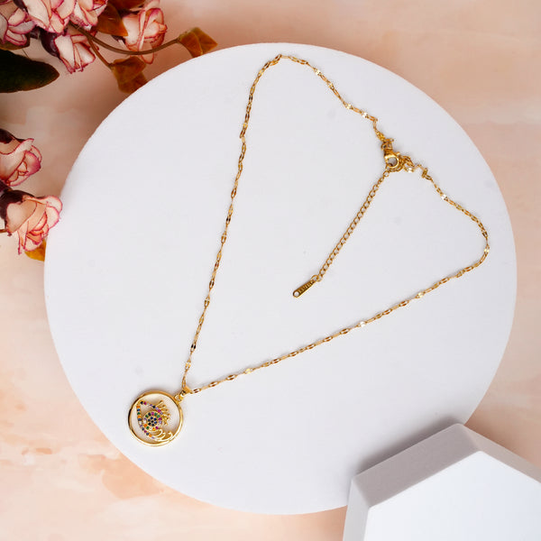 Golden Multi-Colored Evil Eye CZ 18k Plating Pendant