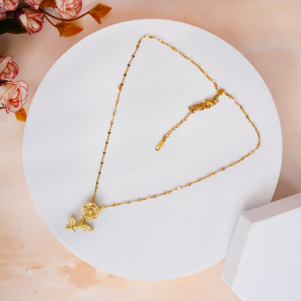 Golden Flower 18K Gold Plating Pendant with CZ work