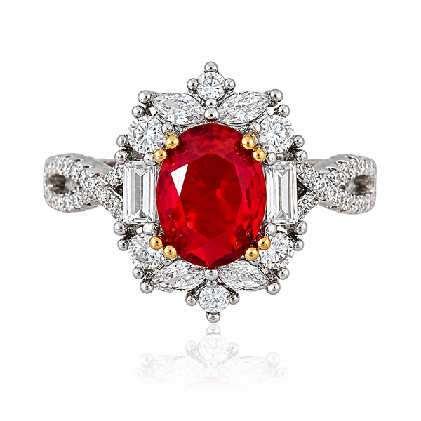 Red Ruby Retro Style Ring