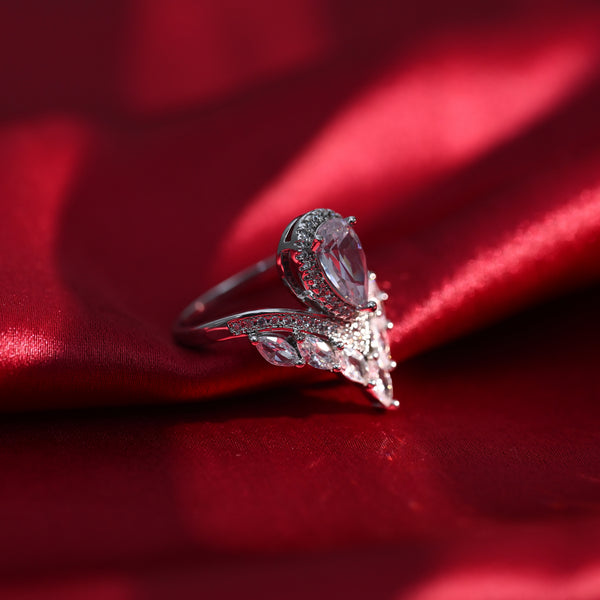 Silver Water Droplet Zircon Ring