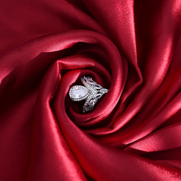 Silver Water Droplet Zircon Ring