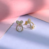 Gold Plated Bow Knot Pearl Zircon Ear Studs