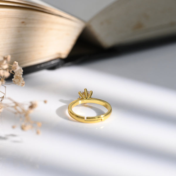 Gold Plated Single Stone Crown Ring