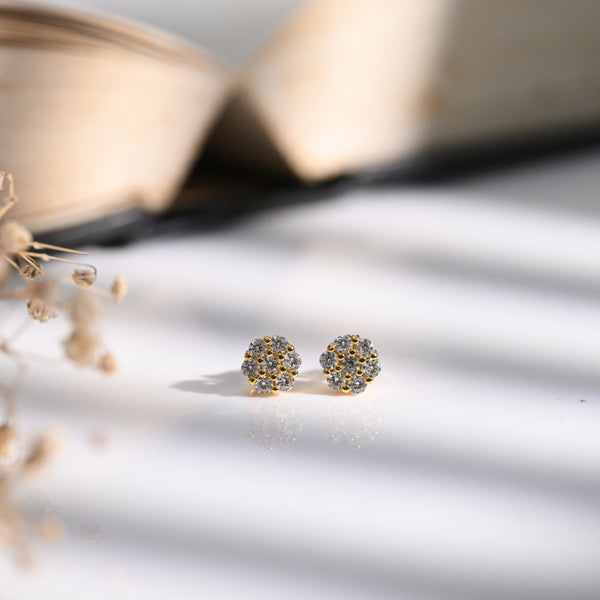 Gold Plated Flower Zircon Ear Studs