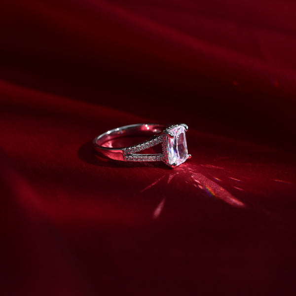 Silver Square Zircon Ring