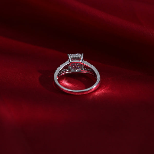 Silver Square Zircon Ring